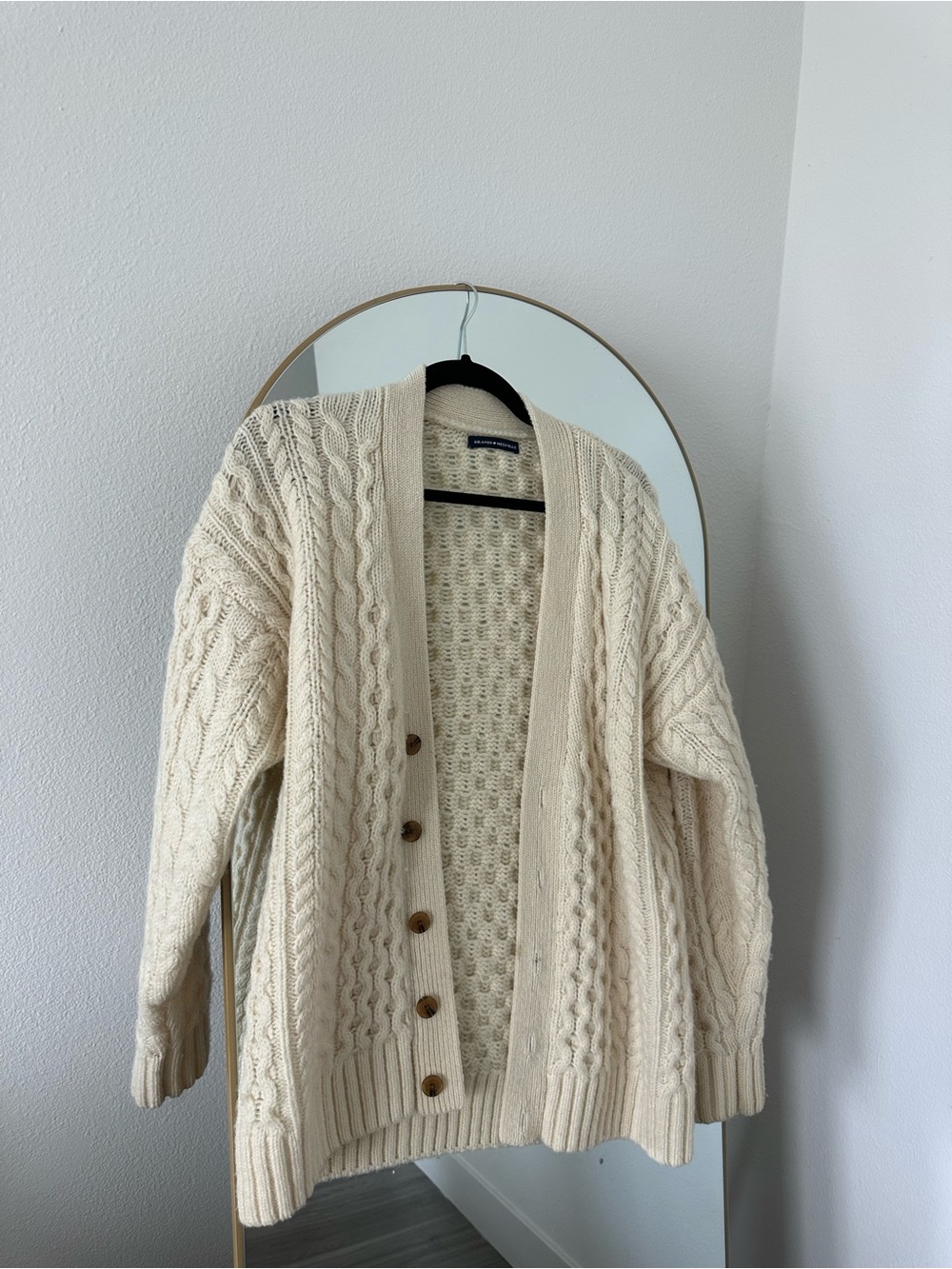 Brandy Melville Cream Cable Knit Button-Up Cardigan